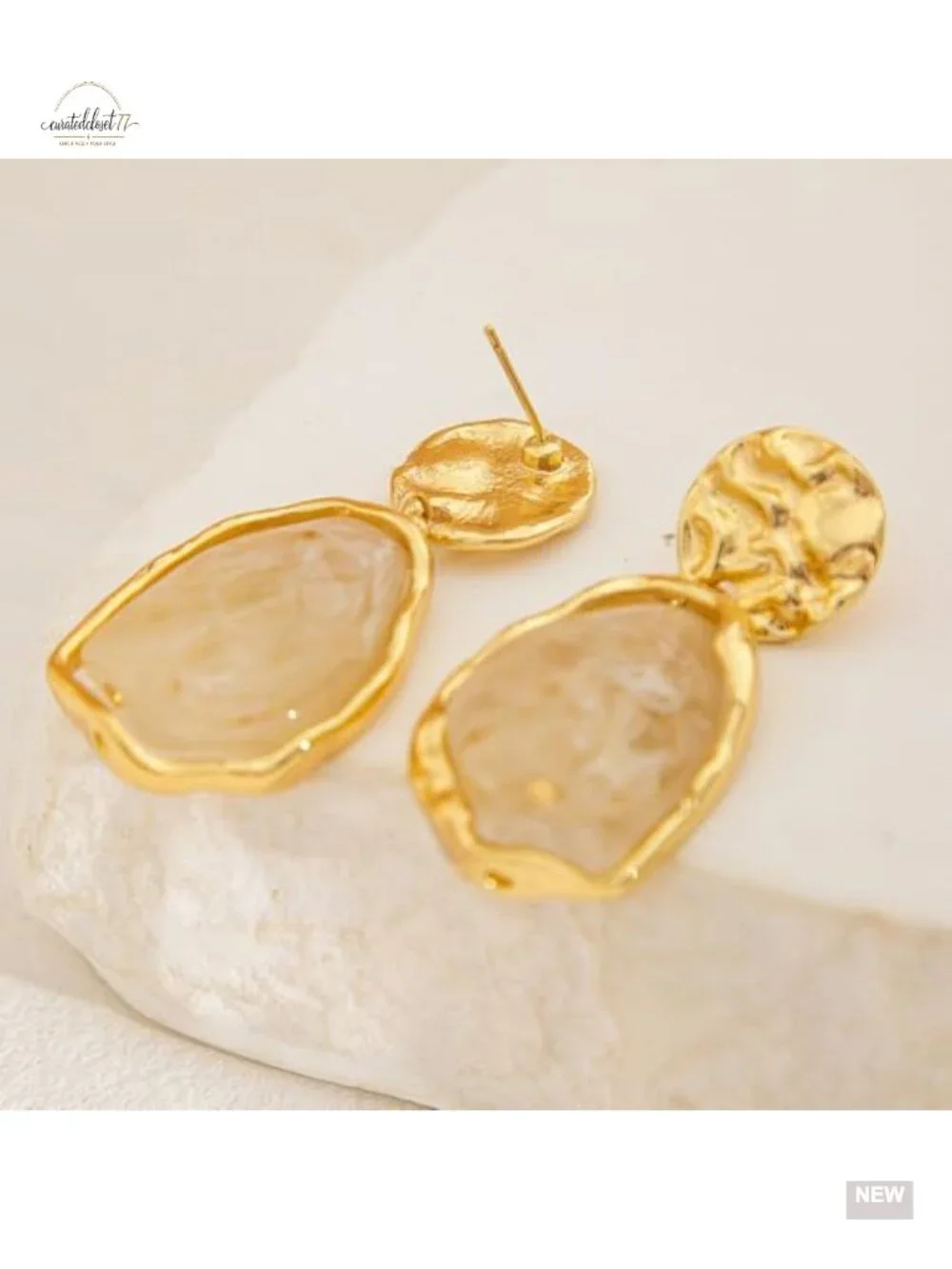 Dainty Irregular Crystal Drop Dangle Earrings 14K Gold Plated Statement Chunky